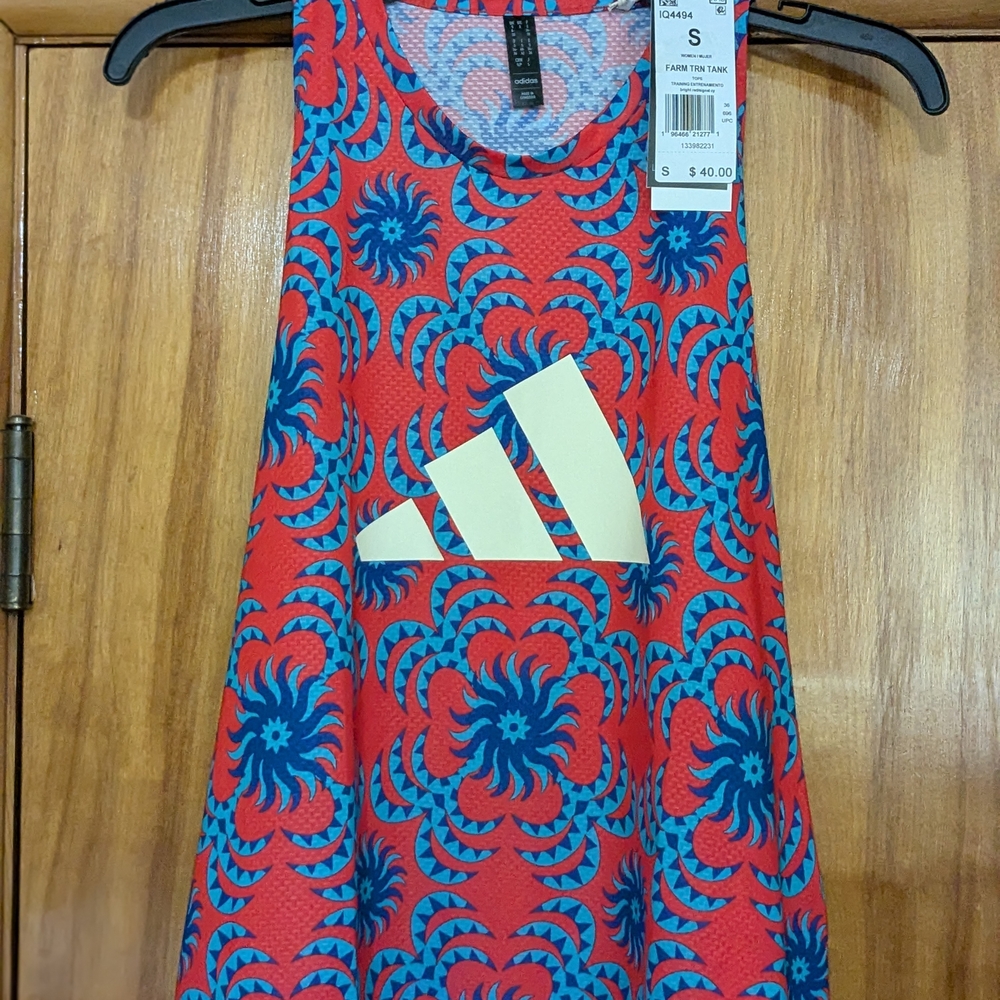 Adidas Red and Blue Patterned Tank Top
